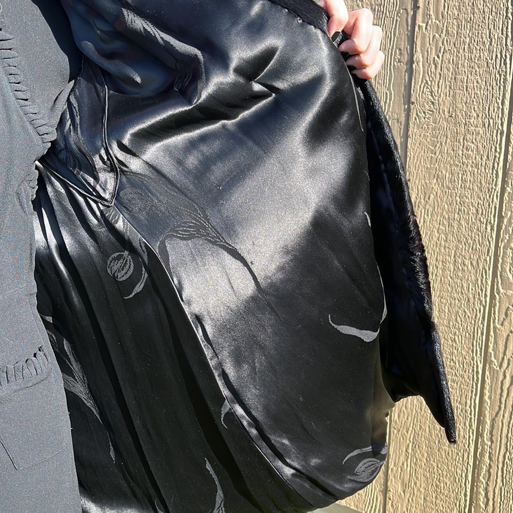 Mid Century Fur Coat Maxi Midi Length Black Cuffed  by Vancouver Fur Co Sz S/M - Picture 4 of 13